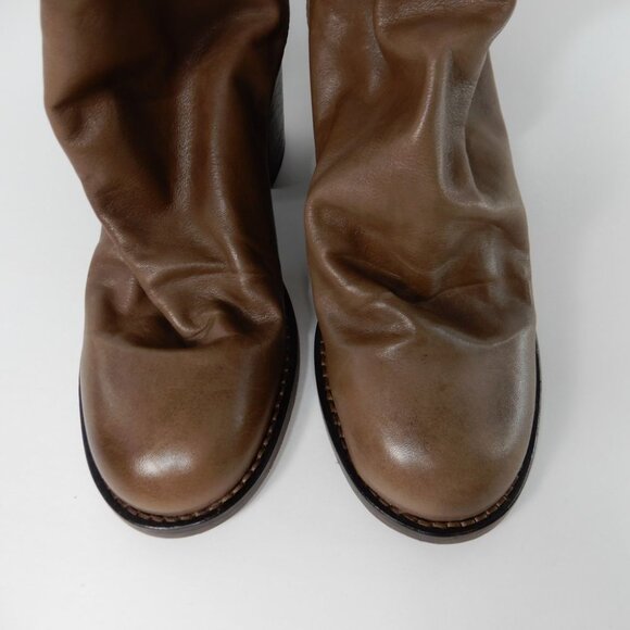 FREE PEOPLE Elle Block Heel Slouch Boots Size 39.5 9.5 Taupe Brown Leather NEW - Picture 6 of 14